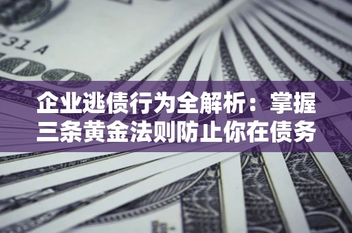武汉企业逃债行为全解析：掌握三条黄金法则防止你在债务乱局中“踩雷”